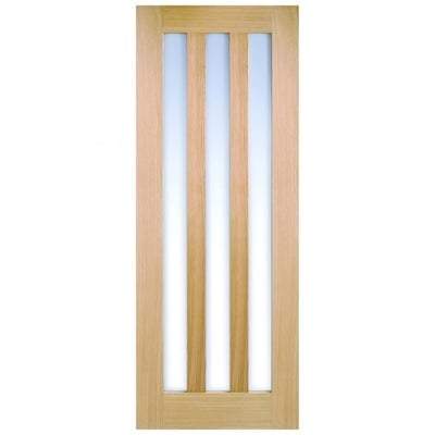 Oak Utah 3 Clear Light Panel Un-Finished Internal Door - All Sizes - Doors