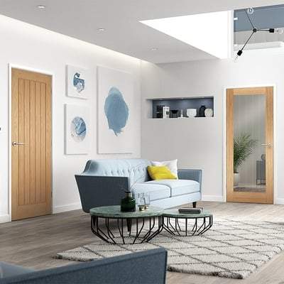 Oak Mexicano Pattern 10 Glazed Pre-Finished Internal Fire Door FD30 - All Sizes - Doors