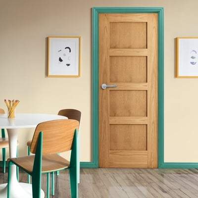 Oak Shaker 4 Panel Un-Finished Internal Door - 2040mm x 826mm -