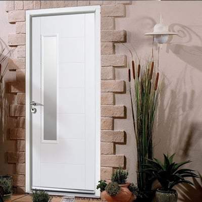 Newbury White GRP Pre-Finished 1 Double Glazed Frosted Light Panel External Door - All Sizes - Doors