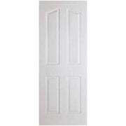 White door with four panels on a white background
