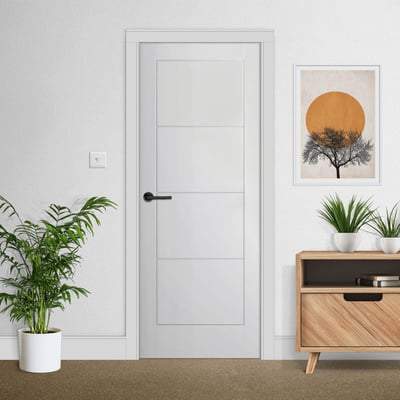 Ladder Moulded White Primed 4 Panel Interior Door - All Sizes - Doors