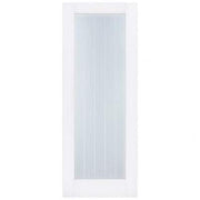 Moulded Textured Vertical White Primed 1 Glazed Clear With Frosted Lines Light Panel - All Sizes - Doors