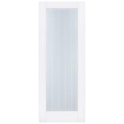 Moulded Textured Vertical White Primed 1 Glazed Clear With Frosted Lines Light Panel - All Sizes - Doors