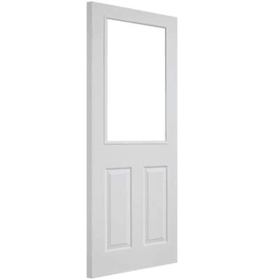 Moulded White Primed 1 Glazed Clear Light Panel Interior Door - All Sizes - Doors