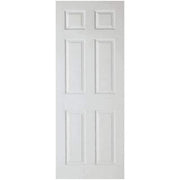 Moulded Textured White Primed 6 Panel Interior Fire Door FD30 - 1981mm x 610mm -