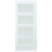 Contemporary White Primed 4 Frosted Light Panels Interior Door - 1981mm x 533mm -