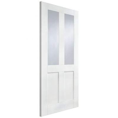 London White Primed 2 Glazed Clear Light Panels Interior Door - 1981mm x 762mm -