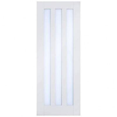 Utah White Primed 3 Glazed Clear Light Panels Interior Door - All Sizes - Doors