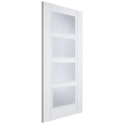 Vancouver White Primed 4 Glazed Clear Light Panels Interior Door - 2040mm x 726mm -