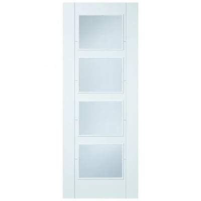 Vancouver White Primed 4 Glazed Clear Light Panels Interior Door - 2040mm x 726mm -