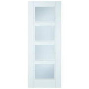 Vancouver White Primed 4 Glazed Clear Light Panels Interior Fire Door FD30 - 1981mm x 838mm -