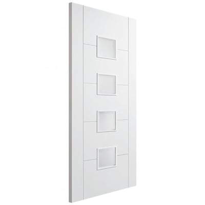 Vancouver White Primed 4 Glazed Frosted Light Panels Interior Door - 1981mm x 686mm -