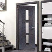 Zeus Ash Grey Pre-Finished 3 Glazed Clear Light Panels Interior Door - All Sizes - Doors