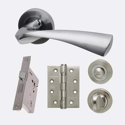 Pluto Polished Chrome/Satin Chrome Handle Hardware Pack Privacy -