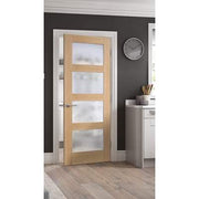 Oak Shaker 4 Frosted Glass Light Panel Pre-Finished Internal Door - All Sizes - Doors