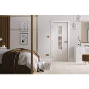 Santandor Ivory Laminated 1 Glazed Clear Light Panel Interior Door - 1981mm x 686mm - Doors