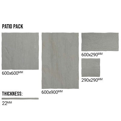 Indian Sandstone Patio Pack Kandla Grey (60 Slabs - 18.97m2 per Pack) - All Colours - Patio Tiles