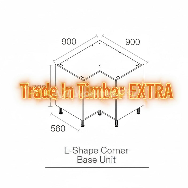 900mmx900mm L Shaped Kitchen Corner Base Cabinet White For Sale Online - Fast Nationwide Delivery