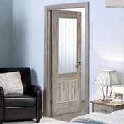 Mexicano Light Grey Laminated 1 Glazed Clear With Frosted Lines Light Panel Interior Door - 1981mm x 762mm -