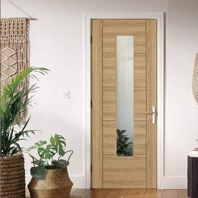 Vancouver Oak Laminated 1 Glazed Clear Light Panel Interior Door - 1981mm x 838mm -
