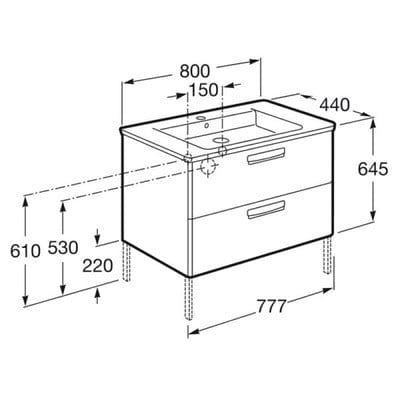 Victoria Basic Unik 800mm Base Bathroom Unit & Basin - Gloss White - Bathrooms