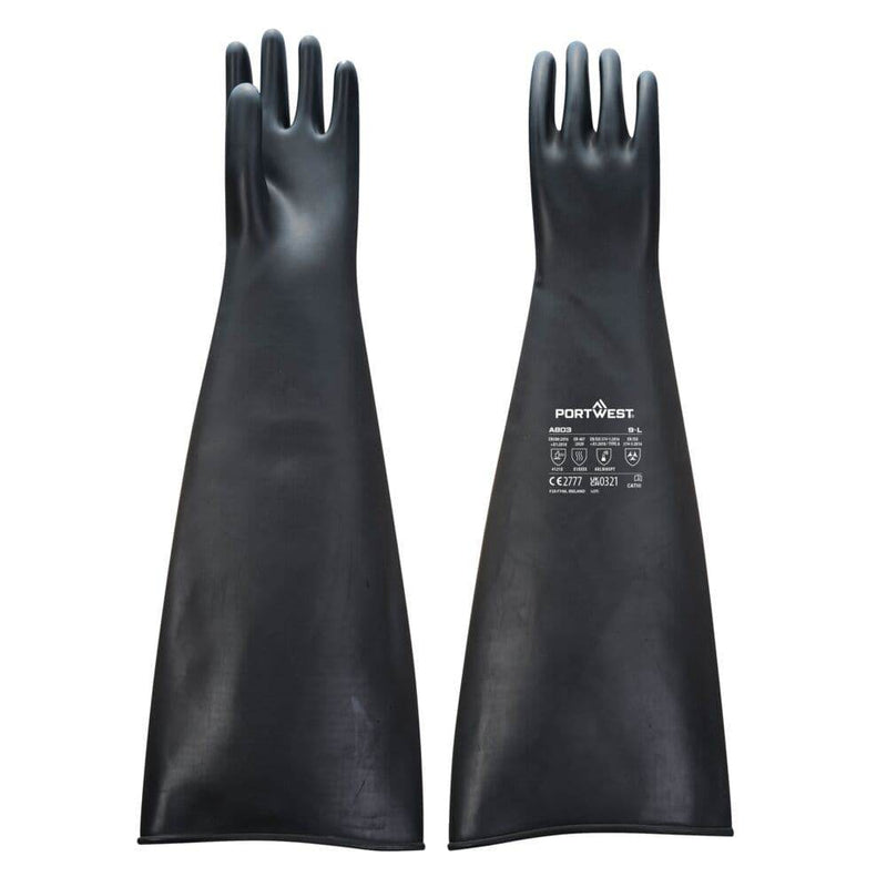 Portwest A803 Heavyweight Latex Rubber Gauntlet 600mm - GAUNTLET GLOVES