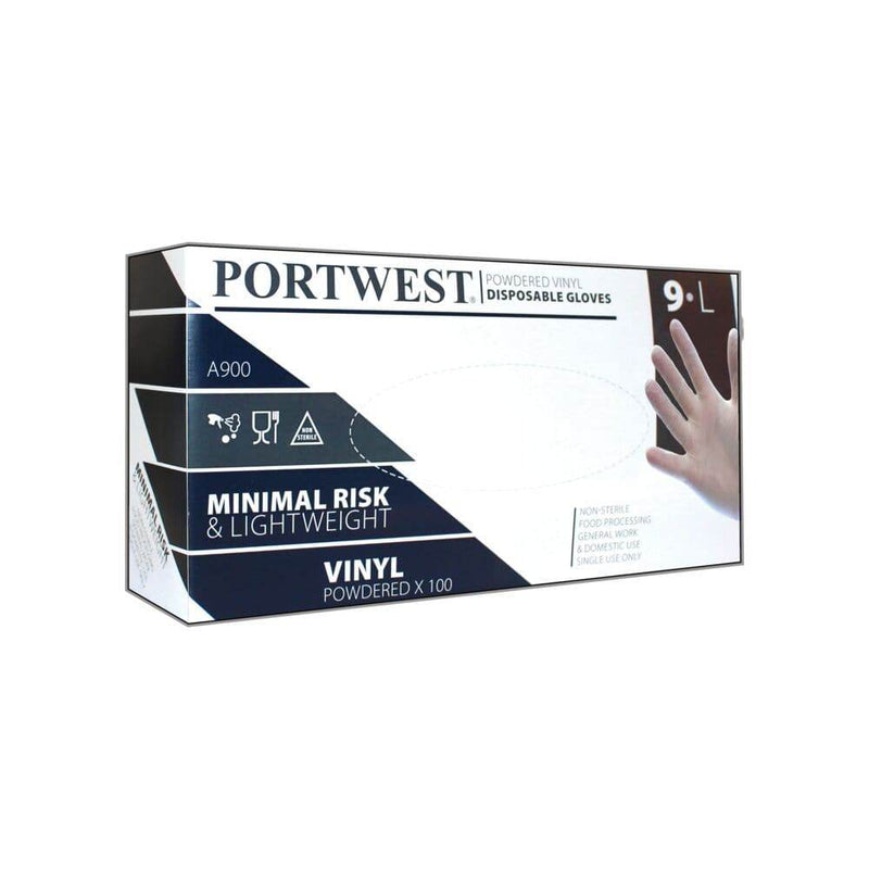 Portwest A900 Powdered Vinyl Disposable Glove (Pk100) - DISPOSABLE GLOVES