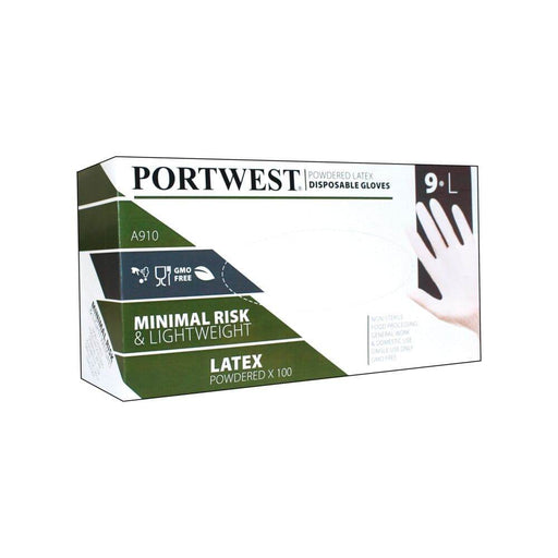 Portwest A910 Powdered Latex Disposable Glove (Pk100) - DISPOSABLE GLOVES