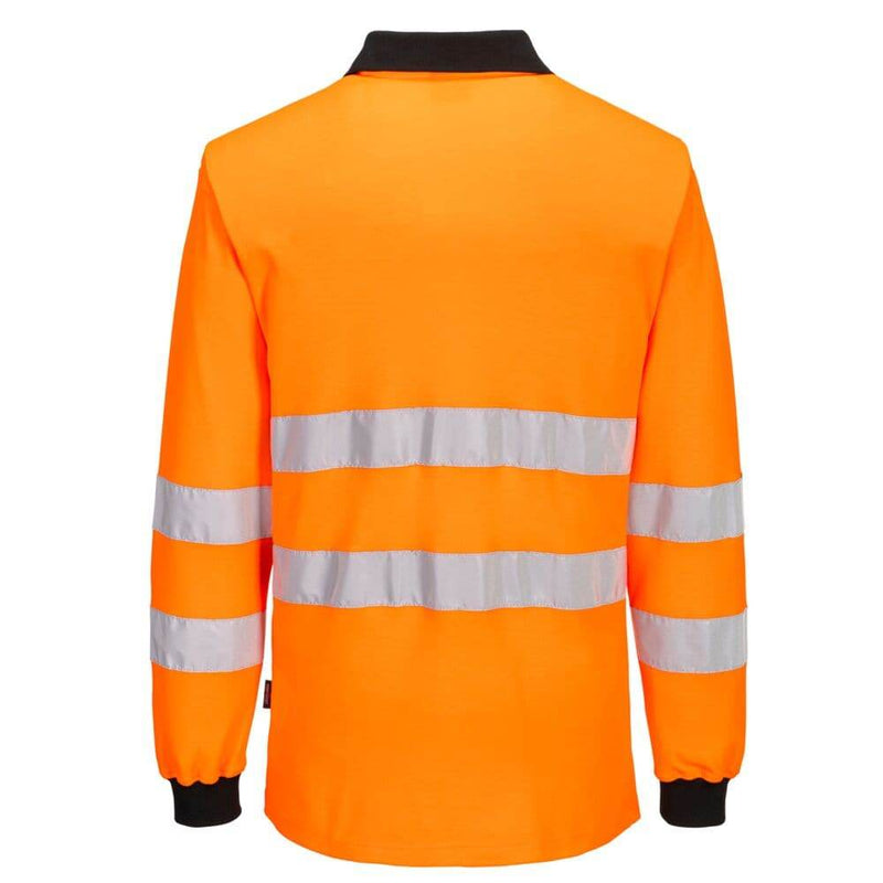 PORTWEST PW220 PW2 HI-VIS POLO SHIRT L/S - HI-VIS T-SHIRTS