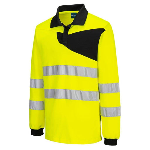 PORTWEST PW220 PW2 HI-VIS POLO SHIRT L/S - HI-VIS T-SHIRTS