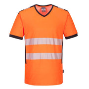 PORTWEST PW310 PW3 HI-VIS V-NECK MESH INSERT T-SHIRT S/S - HI-VIS T-SHIRTS