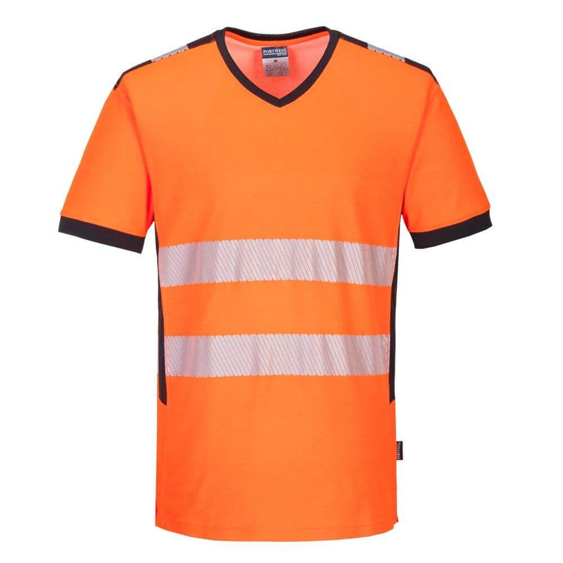 PORTWEST PW310 PW3 HI-VIS V-NECK MESH INSERT T-SHIRT S/S - HI-VIS T-SHIRTS