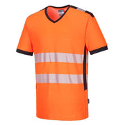 PORTWEST PW310 PW3 HI-VIS V-NECK MESH INSERT T-SHIRT S/S - HI-VIS T-SHIRTS