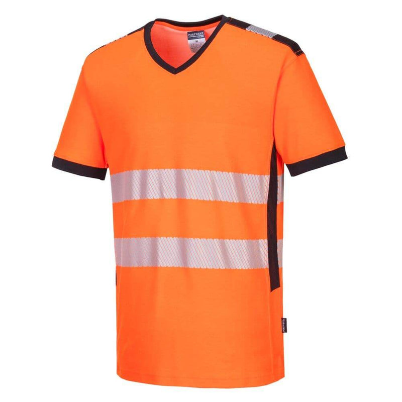 PORTWEST PW310 PW3 HI-VIS V-NECK MESH INSERT T-SHIRT S/S - HI-VIS T-SHIRTS