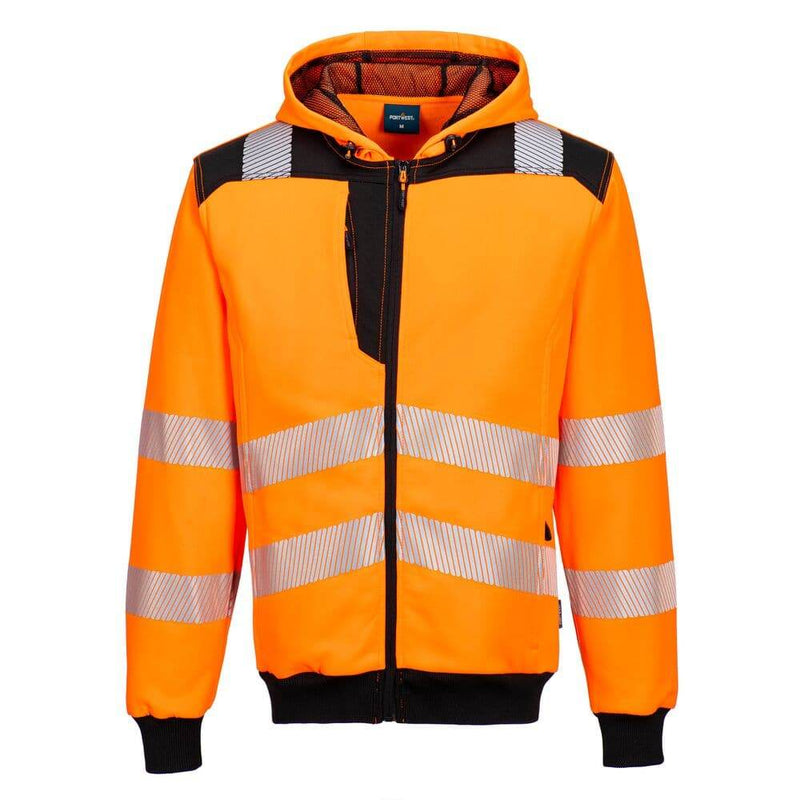 PORTWEST PW327 PW3 HI-VIS ZIP HOODIE - HI-VIS SWEATSHIRTS & HOODIES