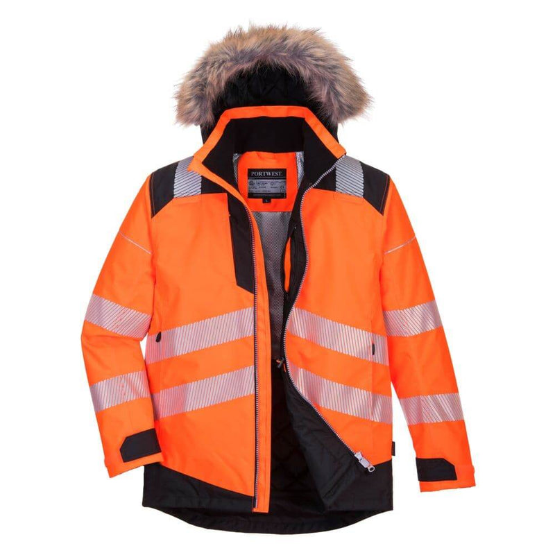 PORTWEST PW369 PW3 HI-VIS WINTER PARKA JACKET - HI-VIS JACKETS & COATS