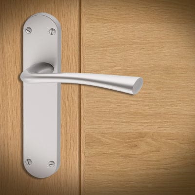 Door handle on a wooden door