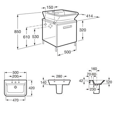 The Gap 500mm Base Bathroom Unit - All Colours - Bathrooms