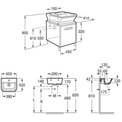 The Gap 450mm Base Bathroom Unit - Gloss White - Bathrooms