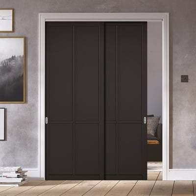Liberty Black Primed Panelled Interior Door - All Sizes - Doors