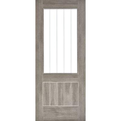Mexicano Light Grey Laminated 1 Glazed Clear With Frosted Lines Light Panel Interior Door - 1981mm x 762mm -