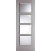 Vancouver Light Grey Pre-Finished 4 Glazed Clear Light Panels Interior Door - 2040mm x 726mm -