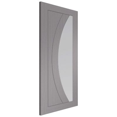 Salerno Pre-Finished Light Grey Internal Door with Clear Glass - 2040 x 726 x 35mm -