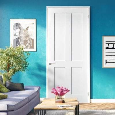 London White Primed 4 Panel Interior Door - 2040mm x 726mm -