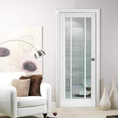 Lincoln White Primed 3 Glazed Clear Light Panels Interior Door - 1981mm x 686mm -