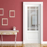 Downham White Primed 9 Glazed Clear Bevelled Light Panels Pair Interior Doors - All Sizes - Doors