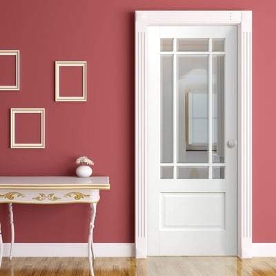 Downham White Primed 9 Glazed Clear Bevelled Light Panels Pair Interior Doors - 1981mm x 1067mm -