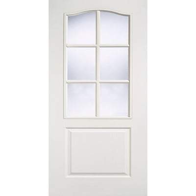 Classical Moulded White Primed 6 Glazed Clear Light Panels Interior Door - 1981mm x 838mm -