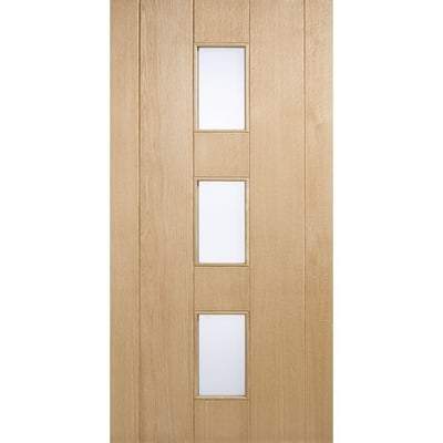 Copenhagen Oak Unfinished 3 Double Glazed Frosted Light Panels External Door - 1981mm x 762mm -